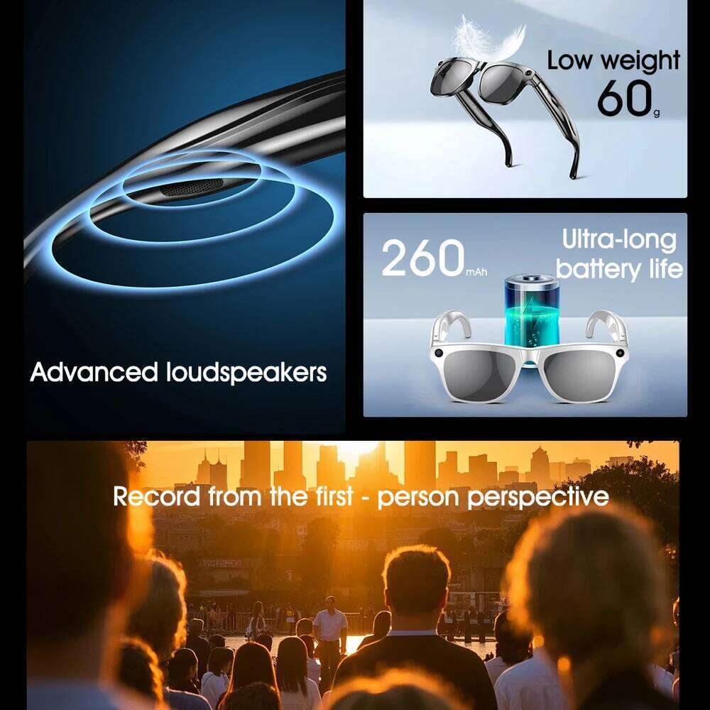 Meta Glasses AI Translate Smart Glasses HD Camera Take Photo Record Video Sunglasses Men Women Bluetooth Call Music Stereo Mic Touch Sports