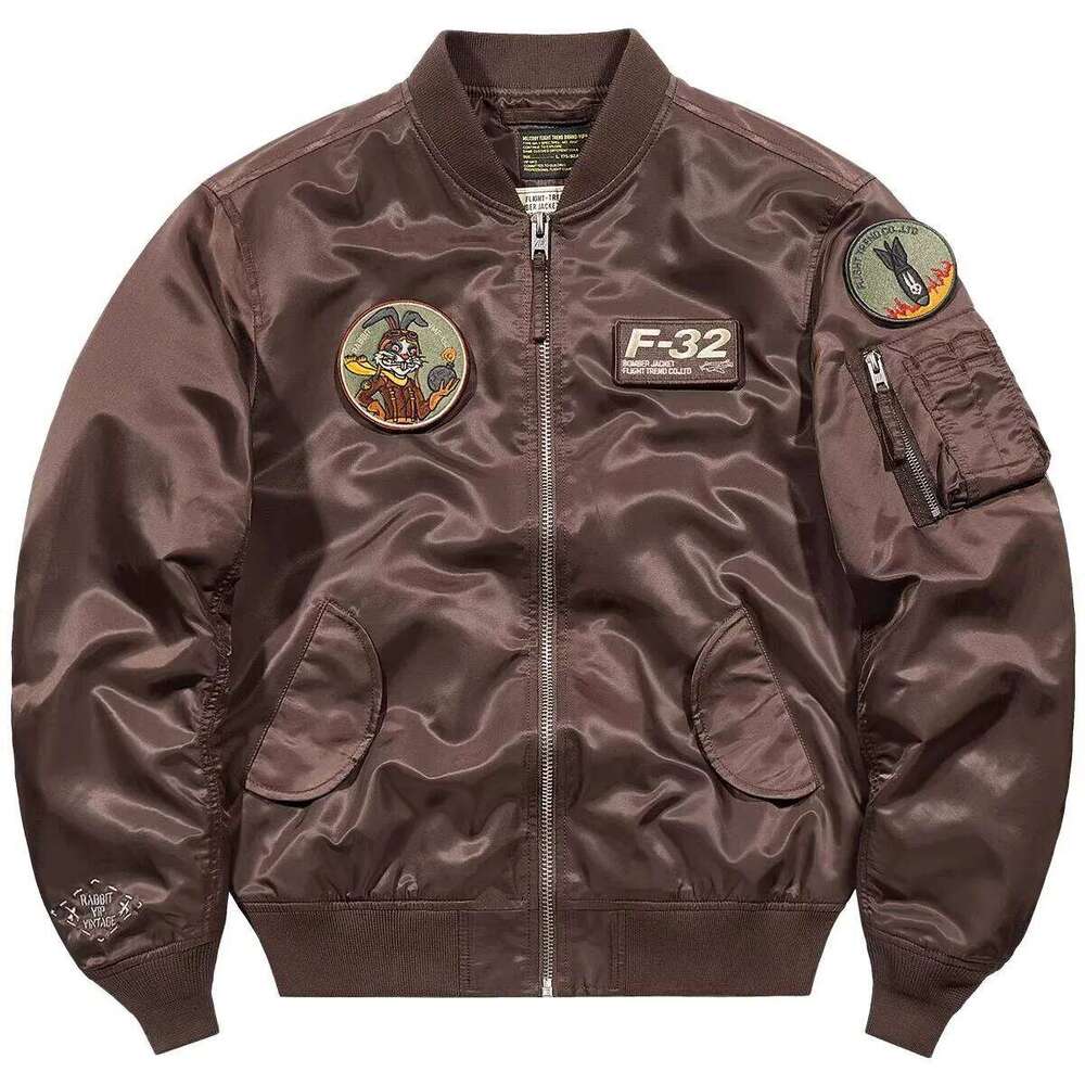 Women's Wear Retro Pilot Jacket Men's Spring Autumn Loose Couple Baseball Embroidered Badge Bomber Coat
