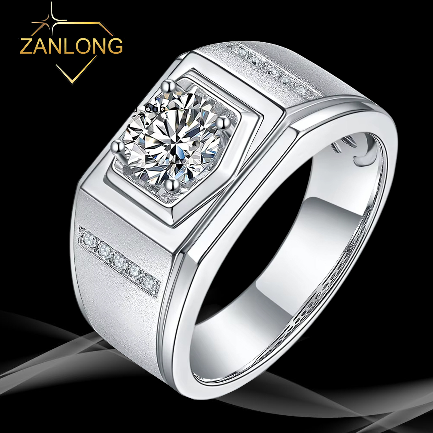 Zanlong 14449 Customize 925 Silver Diamond D Color VVS1 Clarity Round Cut Mens Moissanite Ring Wedding Hiphop Band Jewelry