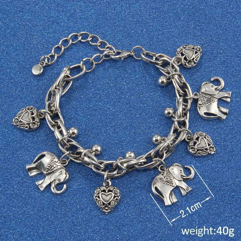 Vintage Silver Gold Color Anklets for Women Elephant Pendant Charms Box Chain Beach Summer Foot Ankle Bracelet Wholesale Jewelry S250723