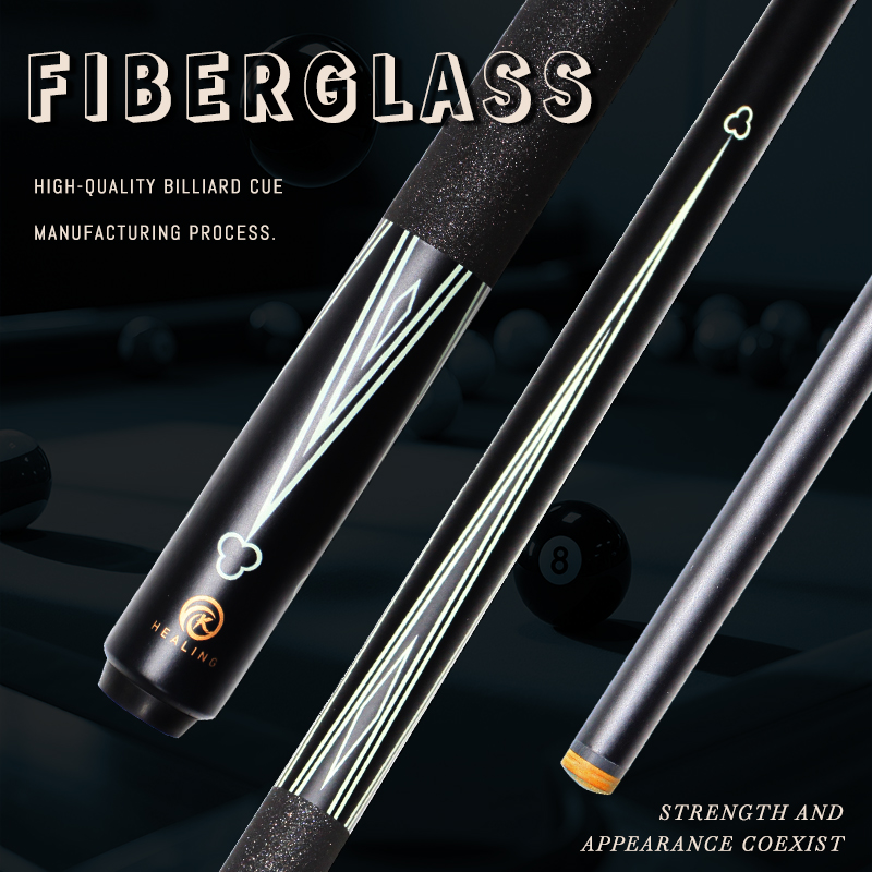 OKHEALING 1/2 Split Pool Cue Billiard Stick Black Glass Fiber Billiard Cue 12.9mm Black Pigskin Tip 5/16*18 Joint 1474mm/58inch Total Length 19-20oz W