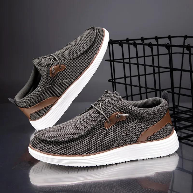Fujeak Mens Breathable Casual Canvas Slip Shoes Comfort Slip-on Male Loafer Soft Loafers Lightweight Working Shoes 250716