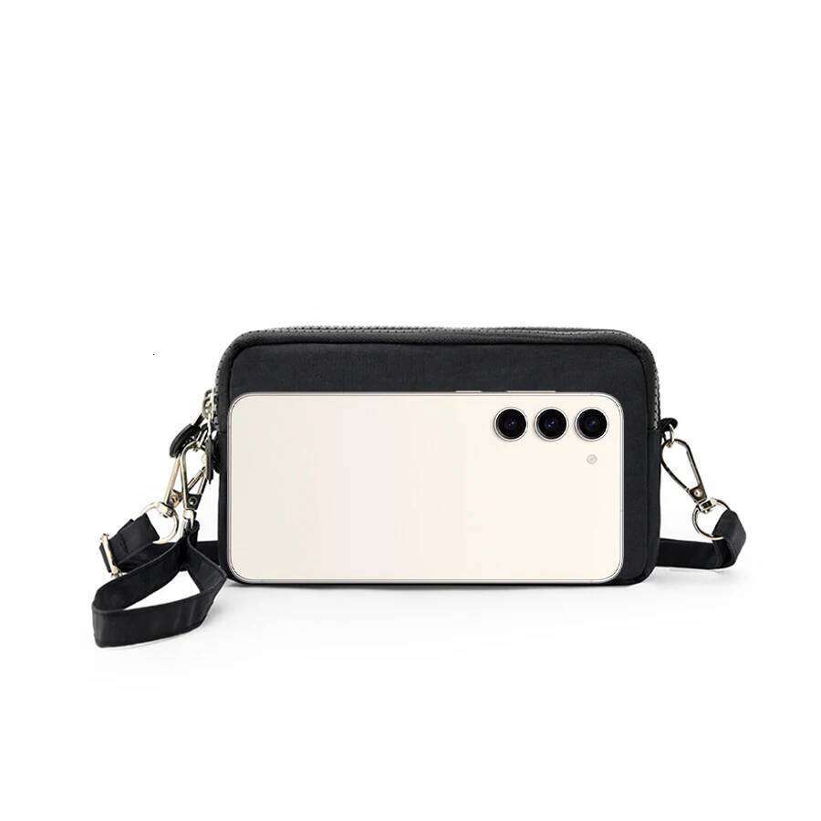 Fashion Pure Color Three Large Capacity Women's Shoulder Bag Portable Popular Zipper Coin Purse Mobile Phone Wallet