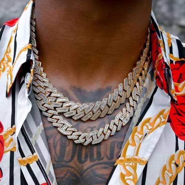 Moissanite Diamond Miami Cuban Link Chain 6~15mm White Gold Real 14k Rose Gold Necklace Bracelet 925 Silver Plated