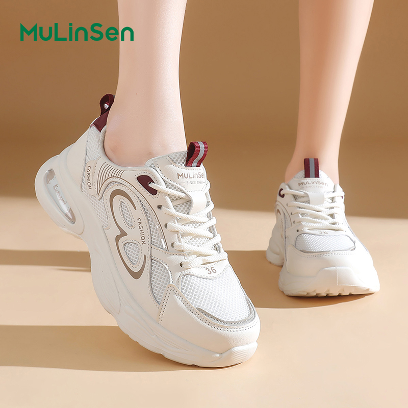 Mulinsen summer dad shoes for women 2025 new mesh breathable sports shoes for small height casual Forrest Gump shoes