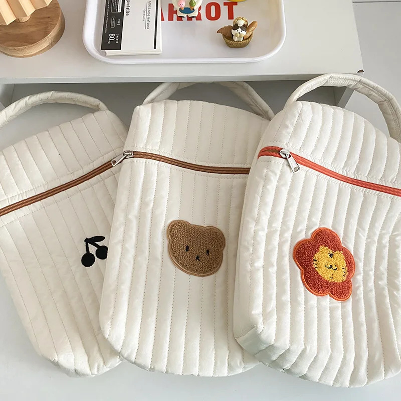 Baby Diaper Bag for Mom Cotton Bear Mommy Bags Nappy Diapers Organizer Zipper Women Handbags Maternity Cartoon Beige Sac 250724