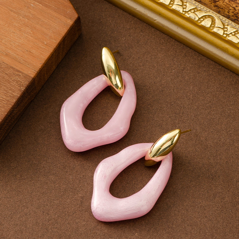 Fashionable Elegant Irregular Geometric Resin Earrings for Women, Stylish and High-End Sier Needle Ear Jewelry