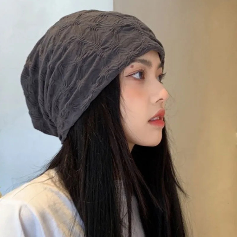 Slouchy Beanie Hat Women 2025 Korea Casual Spring Skull Cap Bonnet Femme Streetwear Hip Hop Black Skullies Beanies 250722
