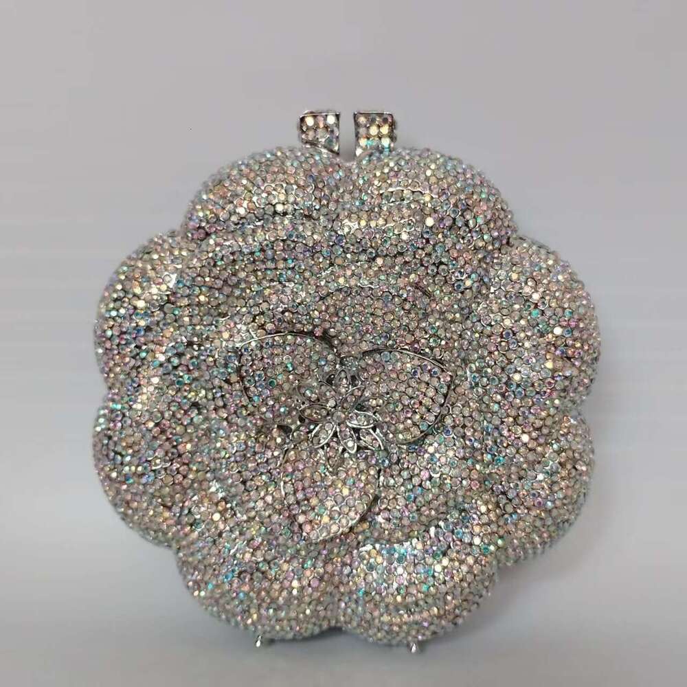 Designer Luxury Evening Diamond Xiyuan Evening Banquet Round Flower Full Women's Inlaid Diamond Clutch Wedding Bag