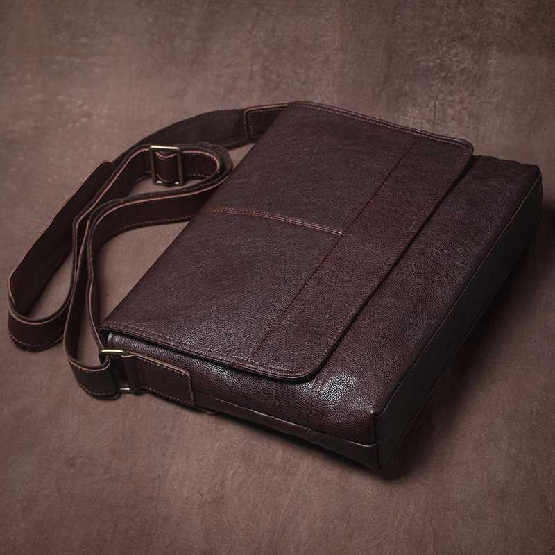 Luxury Design Genuine Leather Shoulder Bag Mens Business Briefcase Natural Cowhide Retro Crossbody Daily Commuter Messenger Bag S250724
