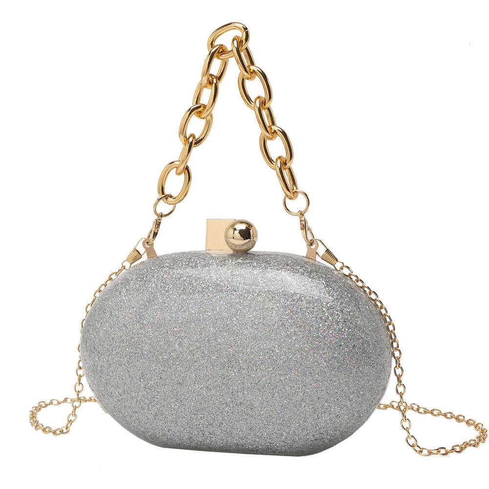 Designer Luxury Evening Diamond 2024 New Oval Acrylic Evening Fashion Chain Crossbody Shoulder Handheld Clutch Bag