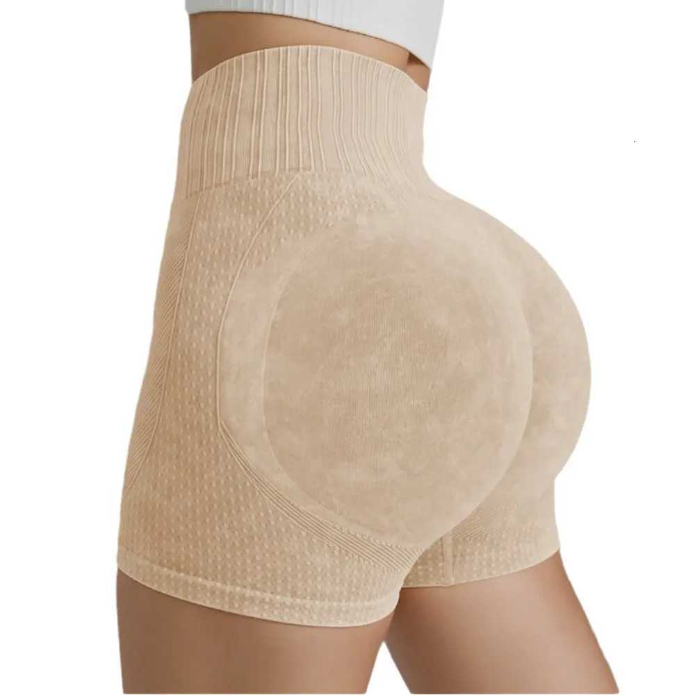 New Peach Hip Yoga Shorts Seamless Washed High Waist Yoga Shorts Running Fitness Speed Drying Sports Shorts XJ250724