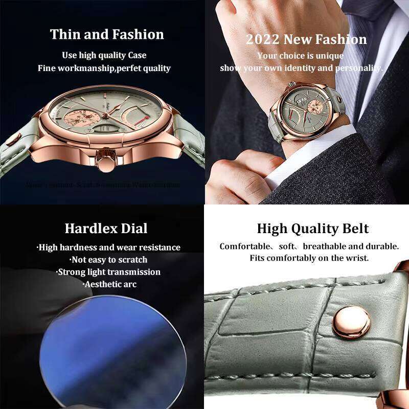 DHwatches POEDAGAR Custom Private Label Oem Leather Band Quartz Wrist Watch for Men Reloj Montre Homme 802