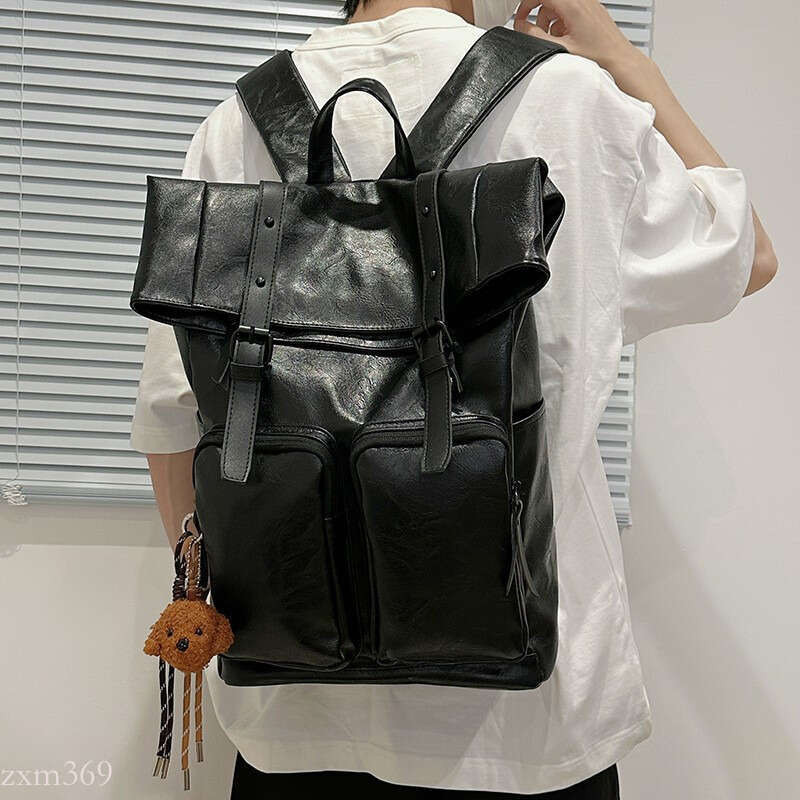 High-end PU Leather Backpack Men, New Trendy Brand, Large Capacity Travel Backpack, Casual Student School Bag, Laptop Bag for Women