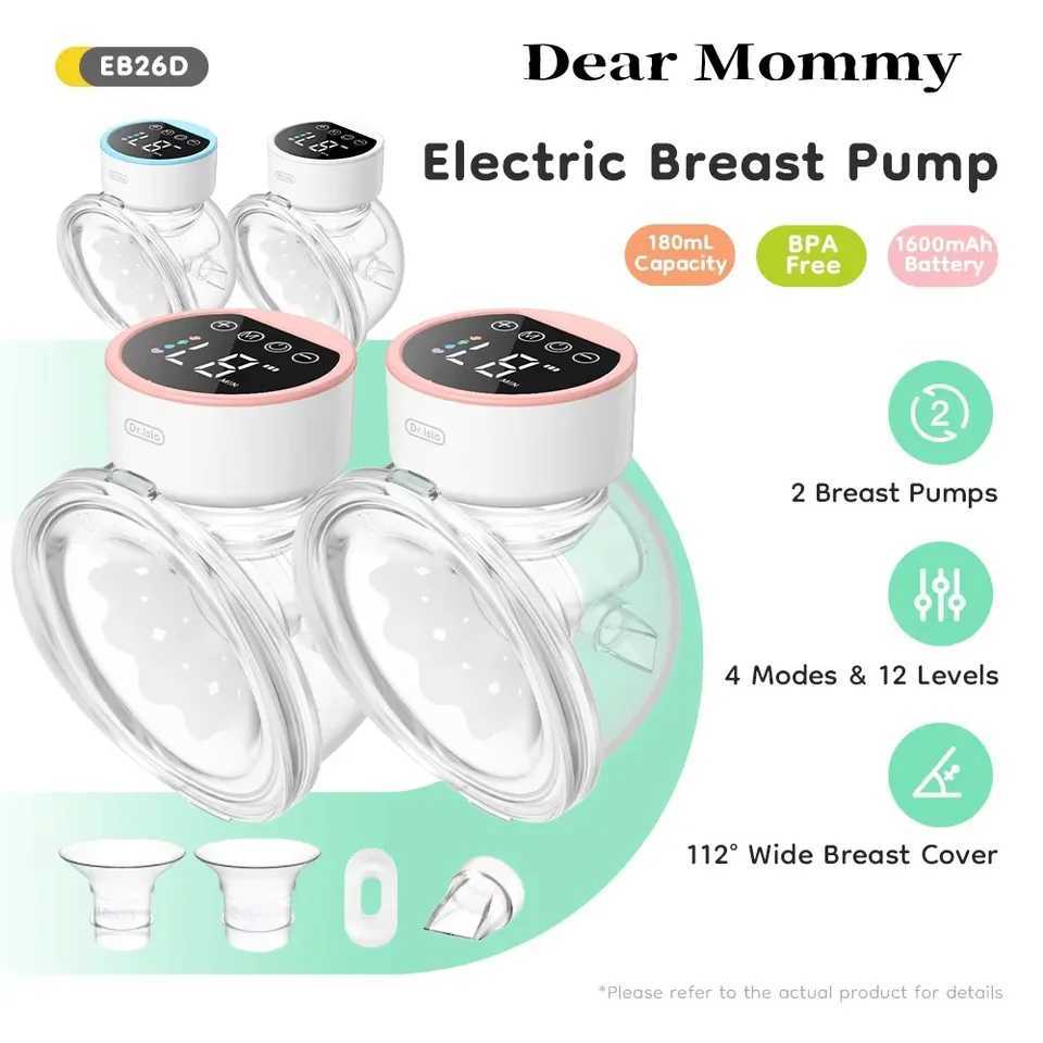 2Pcs Wearable Electric Breast Pump Portable BPAFREE Wearable Electric Breast Pump Silent Electric Breast Milk Extractor Collector X250724