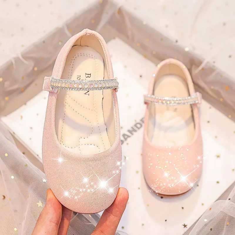 Girls Mary Janes Shoes for Party Wedding Children Princess Shoes Kids Rhinestones Shine Shoes Solid Color Simple Non-slip 2025 XJ250724