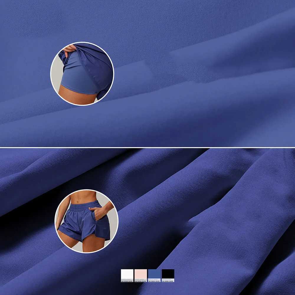 Women Pocket Naked Feel Quick-Dry Yoga Shorts Two Piece Look Butt Lifting Workout Shorts For Running Cycling Fitness Clothes XJ250724