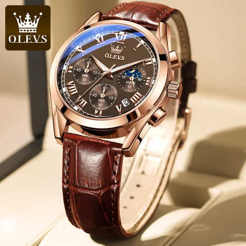 OLEVS 2871 Multifunctional Mens Watches Stainless Steel Luminous Waterproof Luxury Mens Wristwatch Business Watch for Men W250724