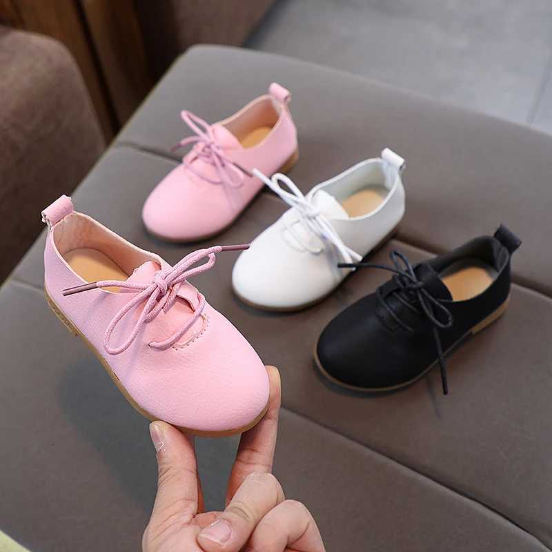 Spring Children Leather Shoes Lace-up Solid Color Matte Kids Flat Shoes Light Flexible All-match Leisure Fashion Girls Shoes XJ250724