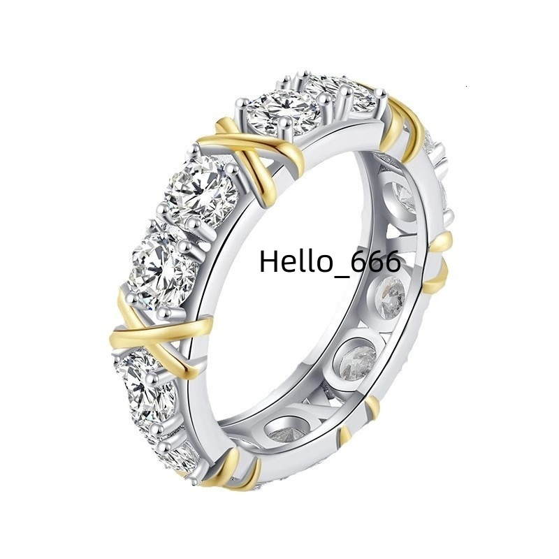 S925 Sterling Silver Moissanite Full Diamond Cross Ring High-End European American Design Stylish Accessible Luxury Trendy