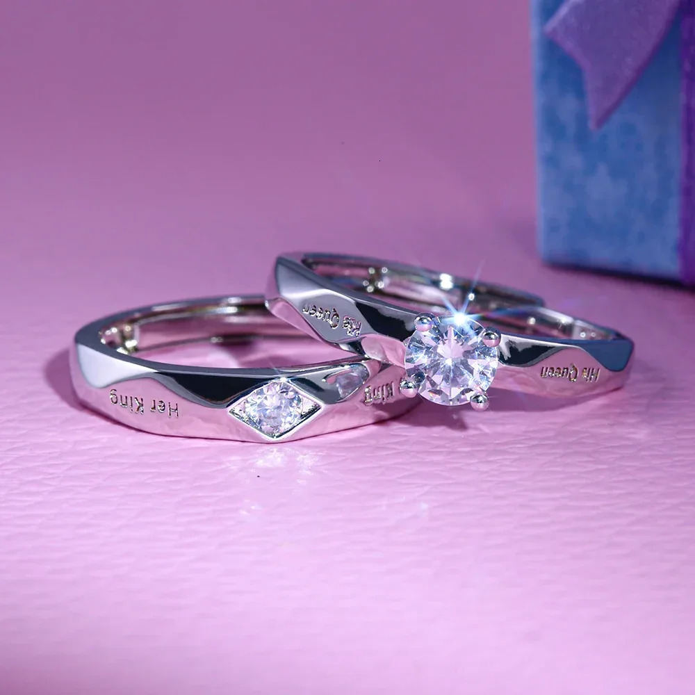 Trendy Couple Love Token Ring with Letter His Queen Her King Engraved Wedding for Women Men Finger Rings 250704