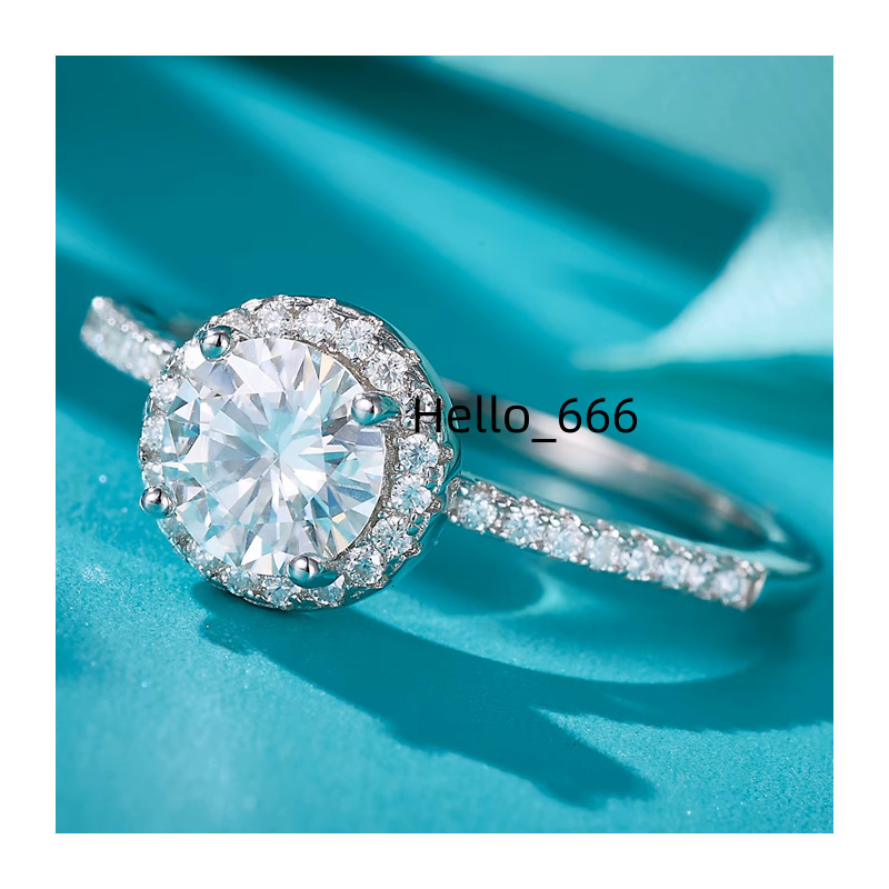 High-Grade 6MM VVS D Color Moissanite Diamond Ring with 925 Sterling Silver Fancy Designed Jewelry for Sale