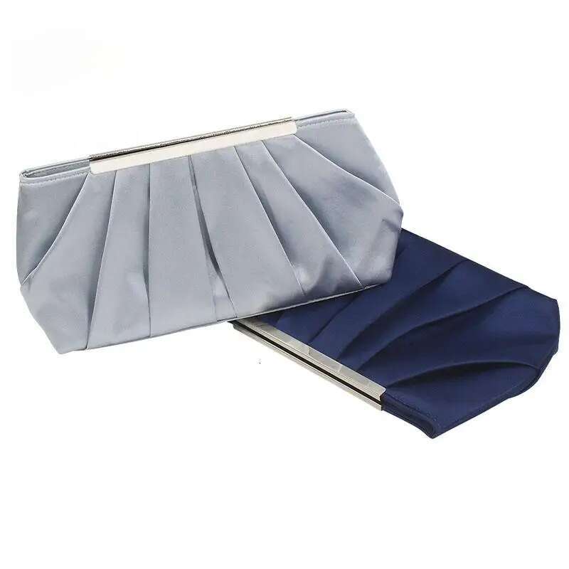 Exquisite Pleated Crystal Satin Tail Evening Bag Wedding Bridal Clutch Handbag Shoulder Chain Ladies Designer Wallet Purse
