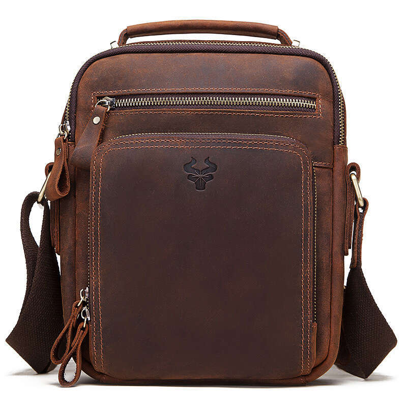 Crazy Horse Leather Men's Shoulder Bag Vintage Crossbody Man Casual Office Messenger Bags forWork Business Travel Handbag