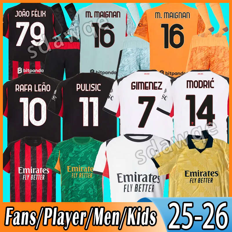 25 26 Maglia Modric S Soccer Jerseys 125th Anniversary home away 2025 2026 THEO PULISIC ROMAGNOLI RAFA LEAO Football shirts uniform black Joao Felix Gimenez