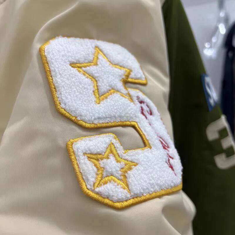 Women's Wear Stock Vintage Embroidery Letter Baseball Uniform Color Contrast Couple Fallow Loose Stand Collar Jacket Super Way Warm Overcoat