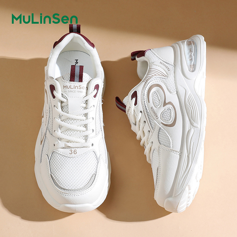 Mulinsen summer dad shoes for women 2025 new mesh breathable sports shoes for small height casual Forrest Gump shoes