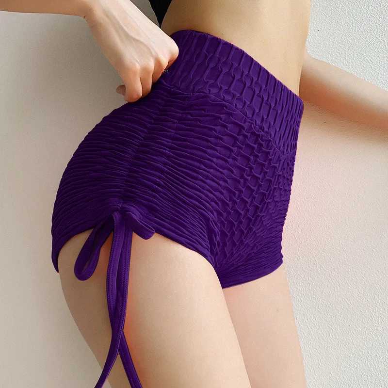 Women Elastic Waist Yoga Shorts Push Up Fitness Short Leggings Running Tight Sportswear Striped Underwear High Waist Gym Shorts XJ250724