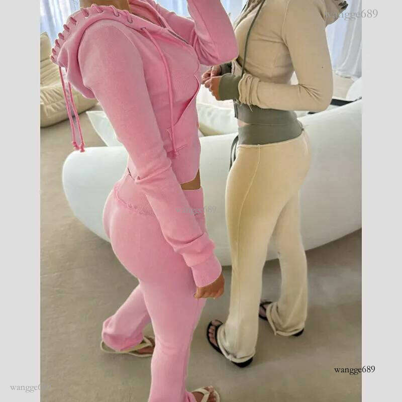 Iamgia Womens Tracksuit Two 2 Piece Set Designer Outfits Printed Strapless Casual Pants Top Social Cothing Street Spice Girl Waist Sweatpants Fiess Pa