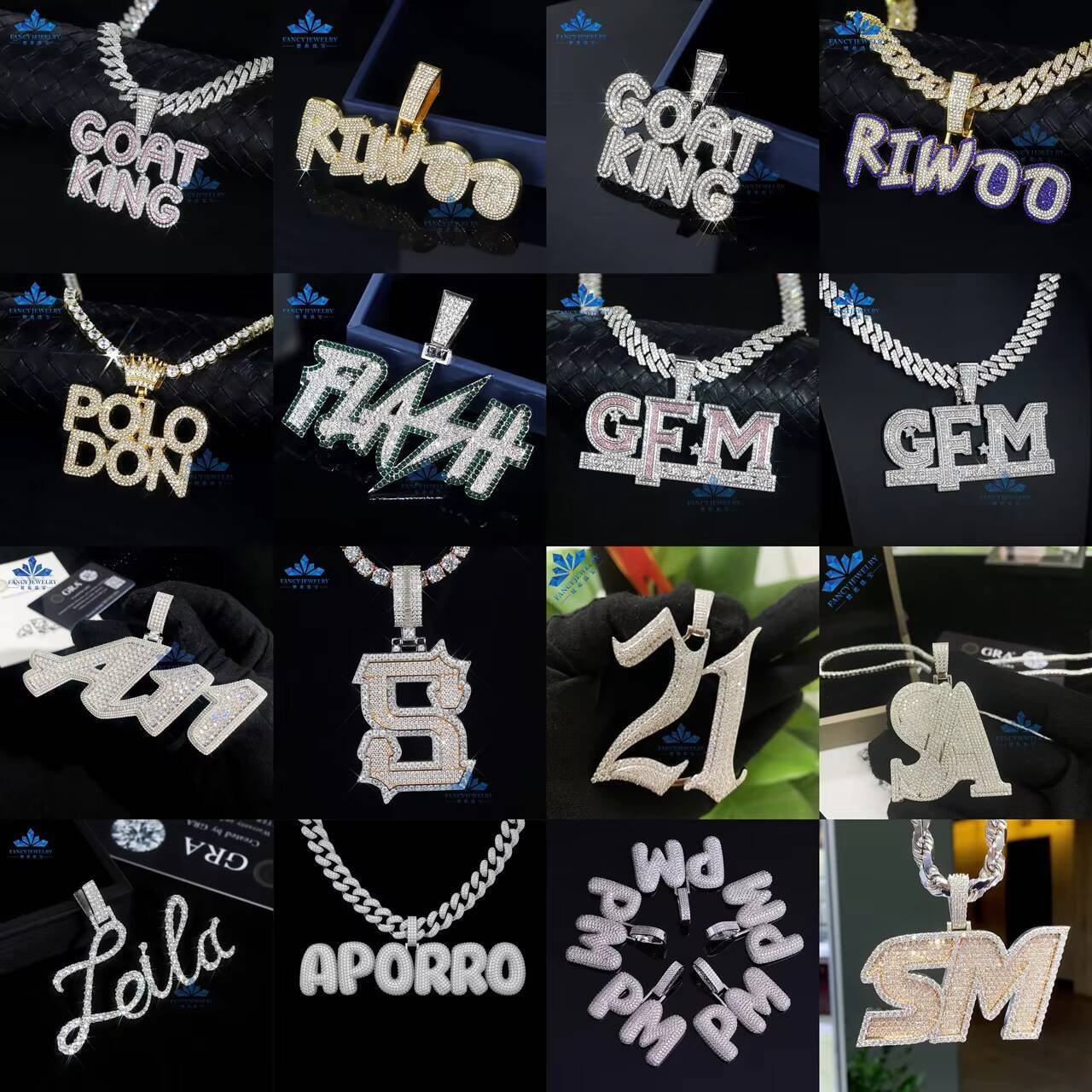 Luxury VVS Mossanite Diamond Pendant Iced Out Hiphop Jewelry Initial Letter 925 Sliver Hiphop Custom Moissanite Pendant