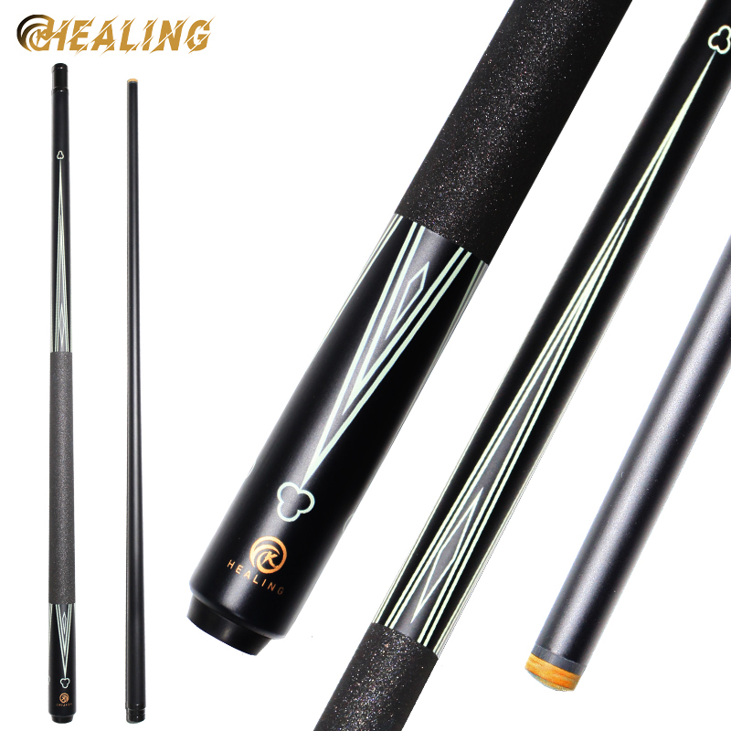 OKHEALING 1/2 Split Pool Cue Billiard Stick Black Glass Fiber Billiard Cue 12.9mm Black Pigskin Tip 5/16*18 Joint 1474mm/58inch Total Length 19-20oz W