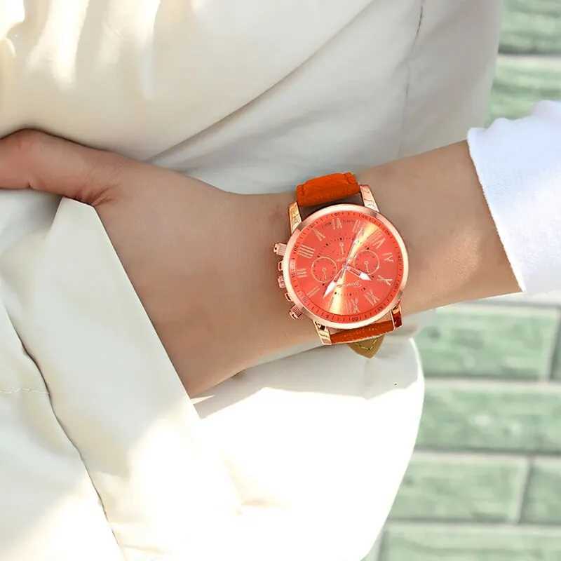Womens Fashion Watch Ladies Orange Leather Quartz Wrist Watch for Women Business Casual Watch Relogio Feminino W250724