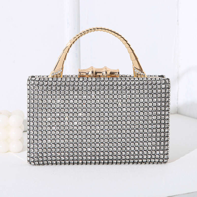 Designer Luxury Evening Diamond 2025 New Diamond-Encrusted Evening Bag Socialite Banquet Dress Metal Handheld Handmade Diamond Clutch
