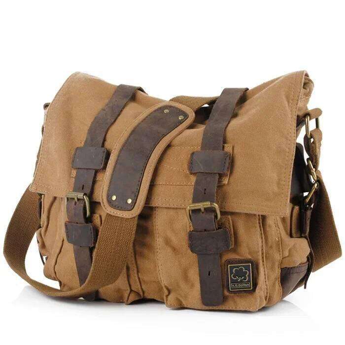 Men's Women's Casual Vintage Canvas Leather Cotton Rucksack Mountaineering Messenger School Shoulder Bag