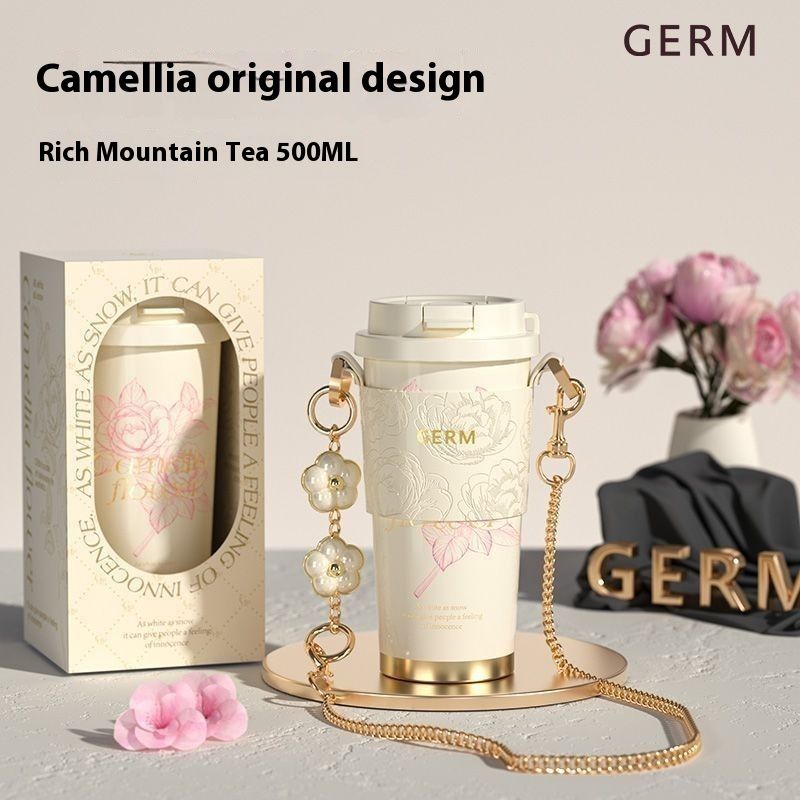 Designer Ceramic Mugs Coating Lined 100% Leakproof Vacuum Insulated Tumbler with Lid and Straw Luxury Iced Tea or Coffee Smoothie Water Bottle