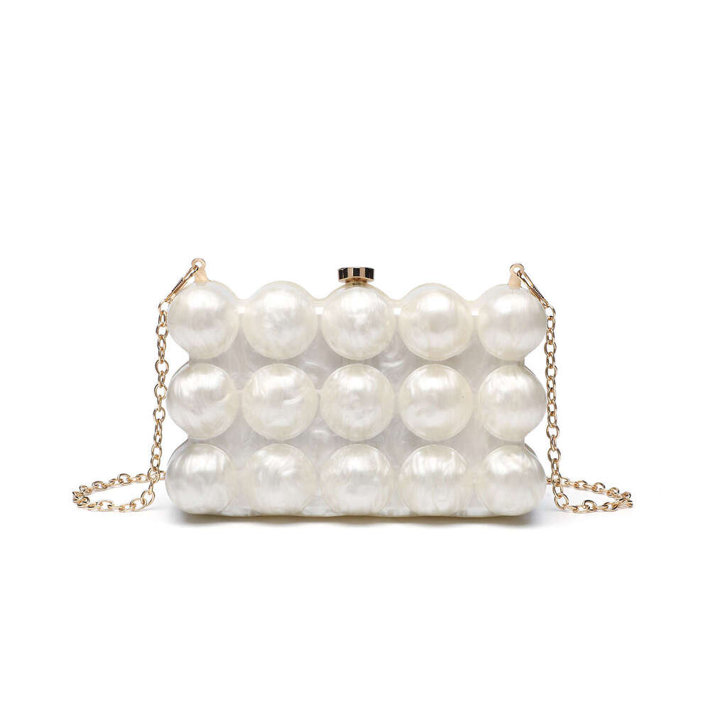 Designer Luxury Evening Diamond French Wave Pearl Eggshell Single Shoulder Fashion Crossbody Acrylic Evening Bag