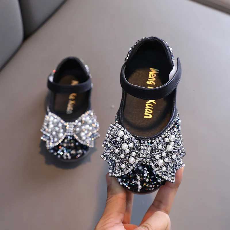 Autumn Girls Leather Shoes Princess Square Rhinestone Bow Single Shoes Fashion Children Performance Wedding Shoes G14 XJ250724