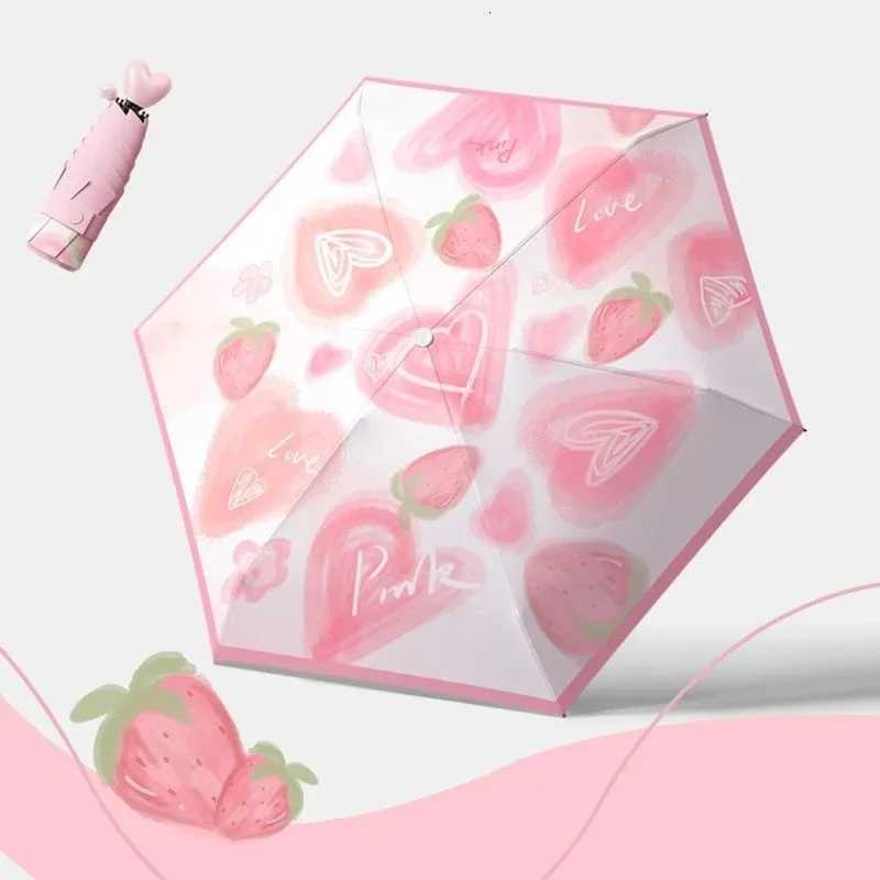 Folding Love Handle Fresh Fruit Vinyl Sun Protection Dual-Purpose Umbrella Womens Sun Umbrella Printing Manufacturer Spot Stock R250724