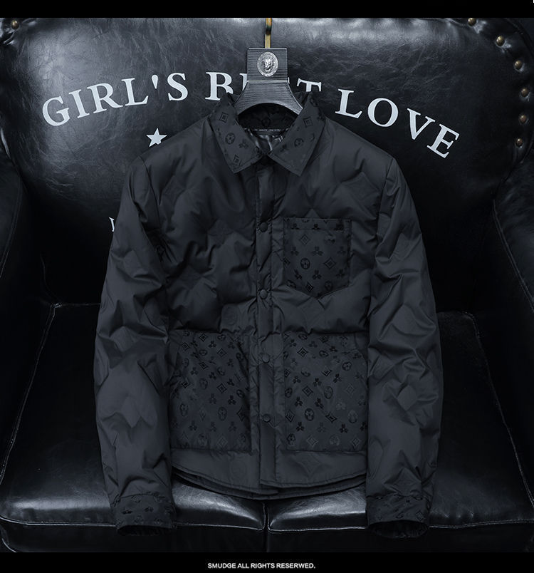 black white coat thickened warm and fashionable down cotton-padded jacket for men trendy cold-resistant man coat 2025