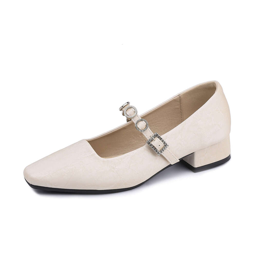 High Heels for Women, Outdoor Wear, High-End French Style, Strap Mary Jane Women's 2025 Spring Summer Chunky Heel Single Shoes, Versatile