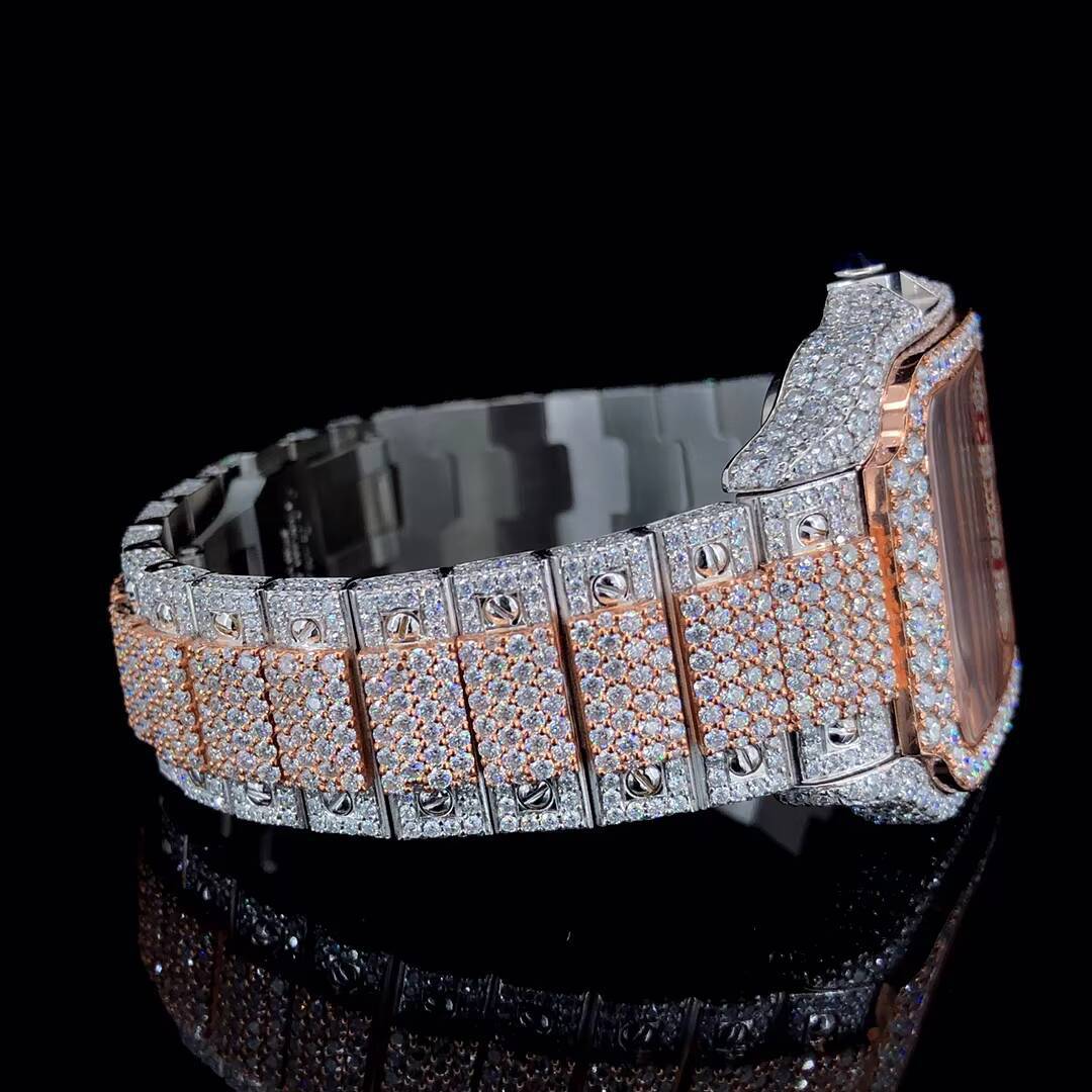 High Quality VVS Moissanite Diamond Wrist Watch for Men Hip Hop Stainless Steel Band Quartz Movement Iced out
