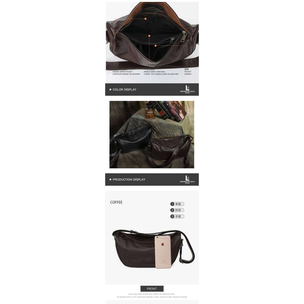 High Quality Genuine Leather Crossbody Handbag For Women, Large Capacity Shoulder Bag, Cowhide Retro Fashion Saddle Bag