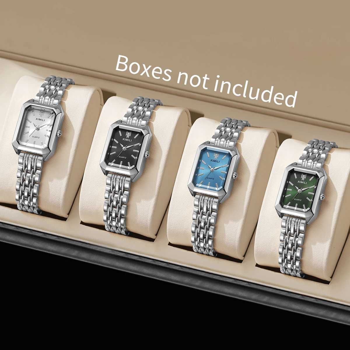 1/2/4PCS Luxury Women Watches Fashion Rectangle Women Quartz Watch Stainless Steel Band Wristwatches Reloj MujerWithout Box W250724