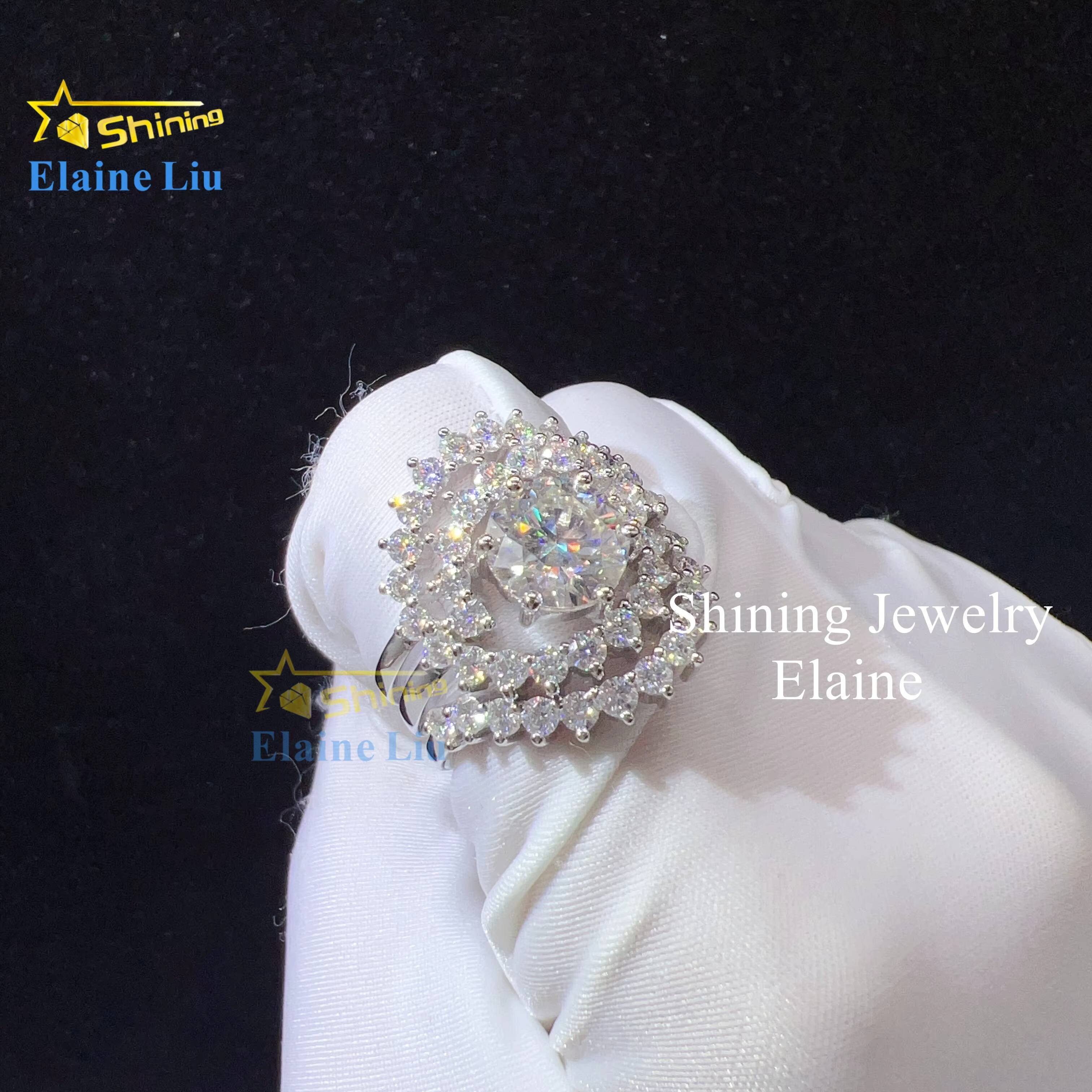 Fashion Vvs Moissanite Luxury Designer Wedding Rings for Women Diamond 925 Sterling Silver Gold Rings