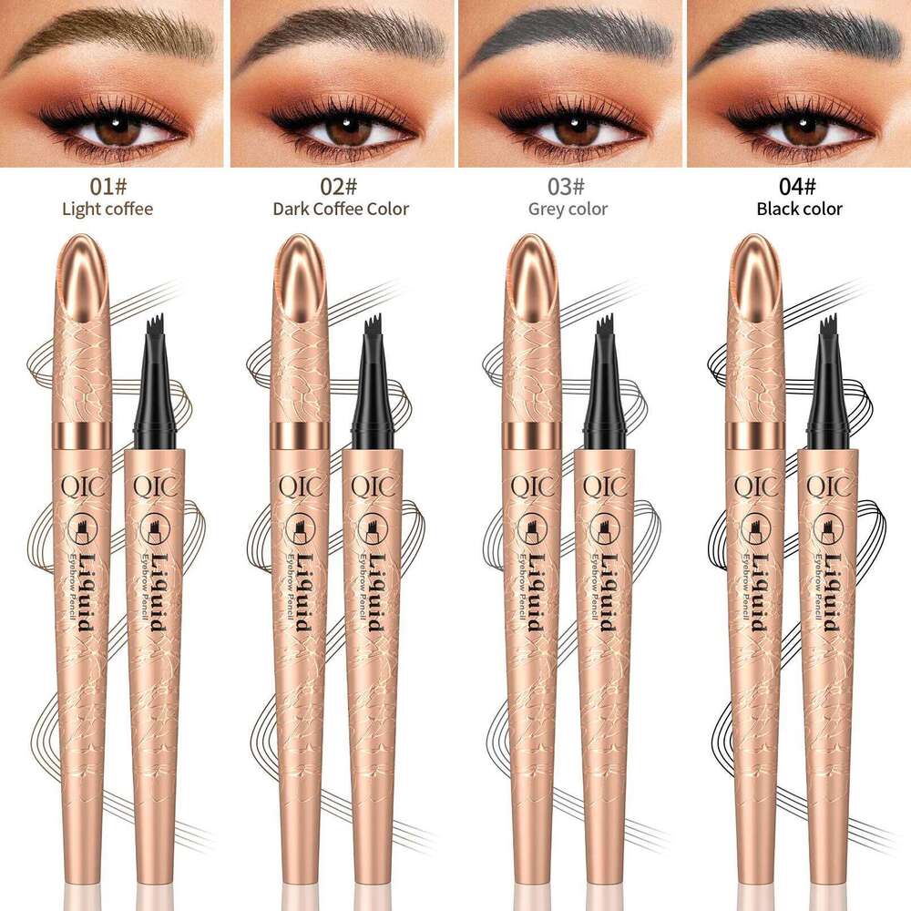 Liquid Waterproof Sdge-proof Brow Pencil With 4 Tip Microblade Eyebrow Pen Long-lasting Natural X250723