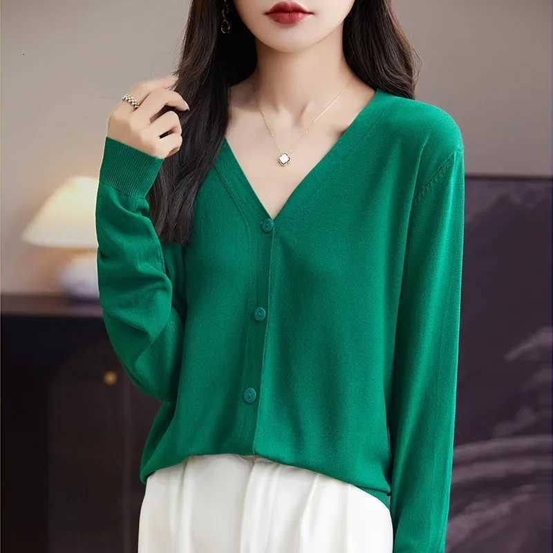 Casual Women Cardigans Spring Summer Loose V-neck Sweater High Stretch Single Breasted Cardigan Fashion Korean Knit Cardigan X250724